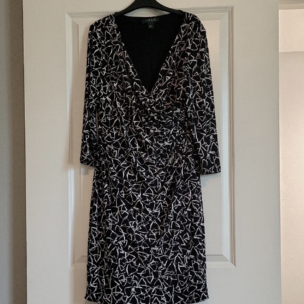 Ralph Lauren Black and White Geometric Dress